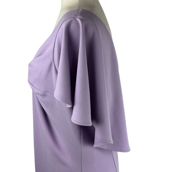 Belle Badgley Mischka Flutter Sleeve Twist Front V Neck Sheath Dress Size 10 - Picture 10 of 14